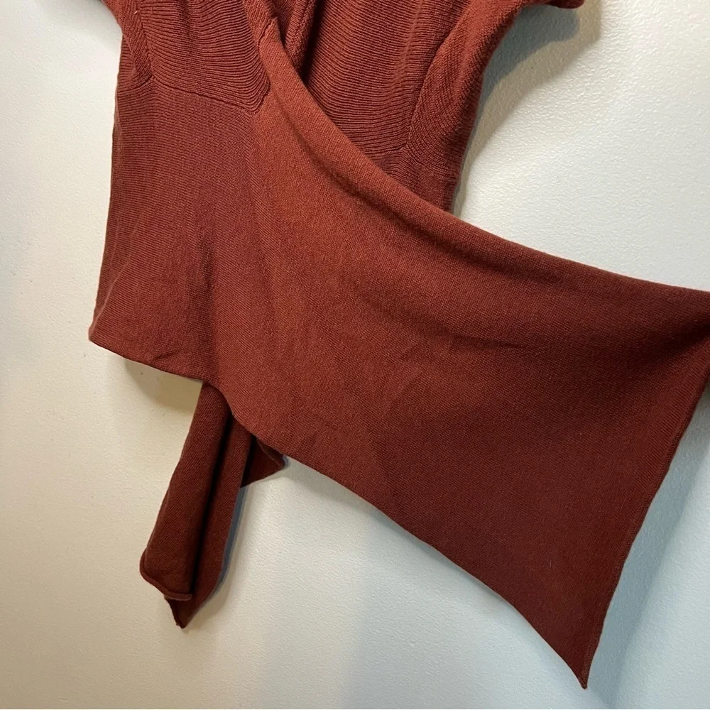 Banana Republic Wool Blend Open Front Cardigan Sz XS Rust Short Sleeve boho fall